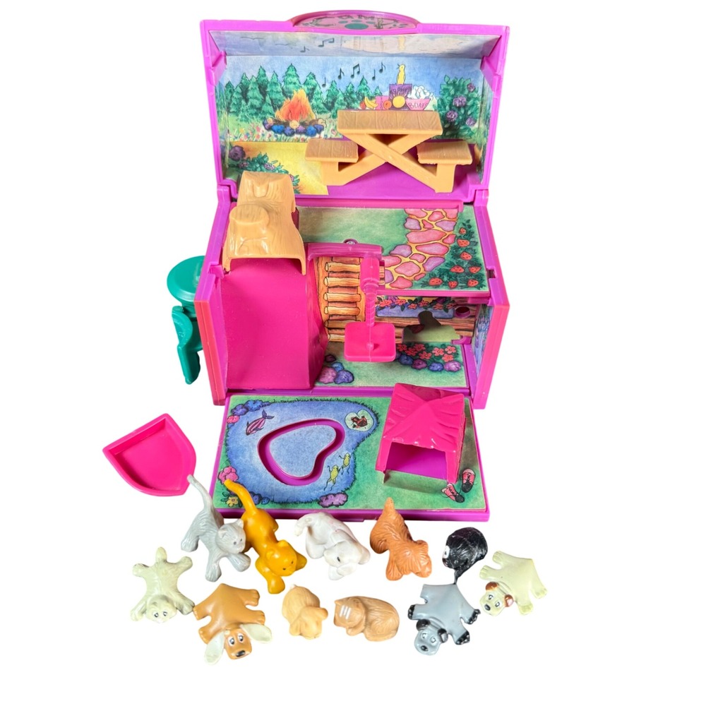 Pound Puppies Camp Ranger Playset Pink Vintage 11! Mini Figures Toy Set Pets